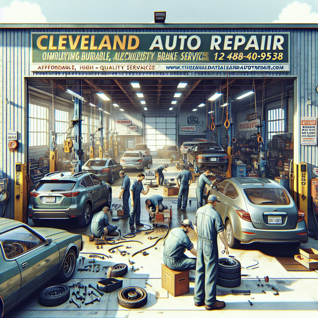 Cleveland Auto Repair rated best in Cleveland for affordable brake service, featuring contact number and website.