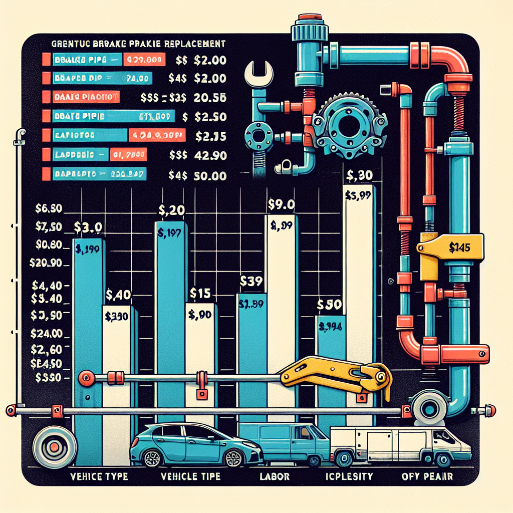 Bar chart breaking down UK brake pipe replacement costs, comparing labor vs parts and showing how pricing varies by vehicle and repair complexity.