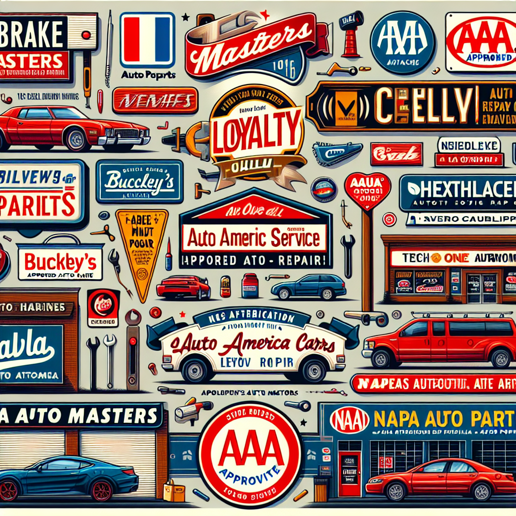 Cleveland Loyalty Lineup highlighting auto repair shops with loyalty or discount offers—AAA, Meineke, Brake Masters, Auto America, and more; thelandautorepair.com • 216-480-9538