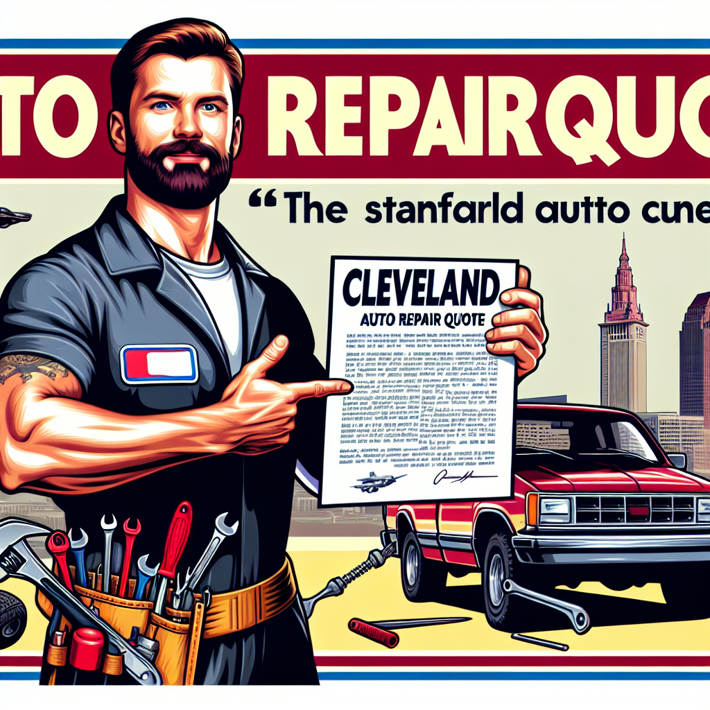 Cleveland technician presenting a printed auto repair quote; call 216-480-9538 or visit www.thelandautorepair.com