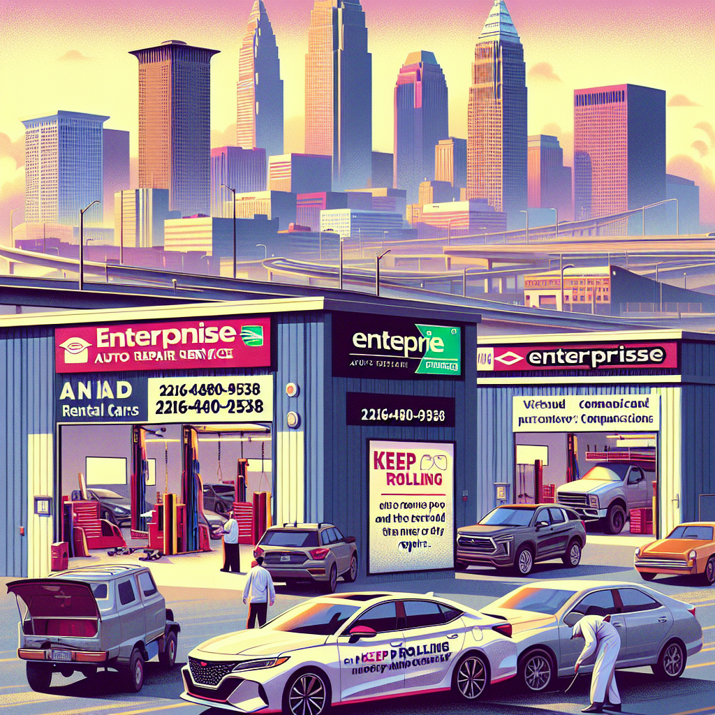 Keep Rolling, Cleveland—call 216-480-9538 or visit www.thelandautorepair.com for auto repair with Enterprise rental cars arranged during major repairs; partners include Crash Champions, Advanced Collision Repair, Metroplex Collision Center, and K & E Auto Collision.
